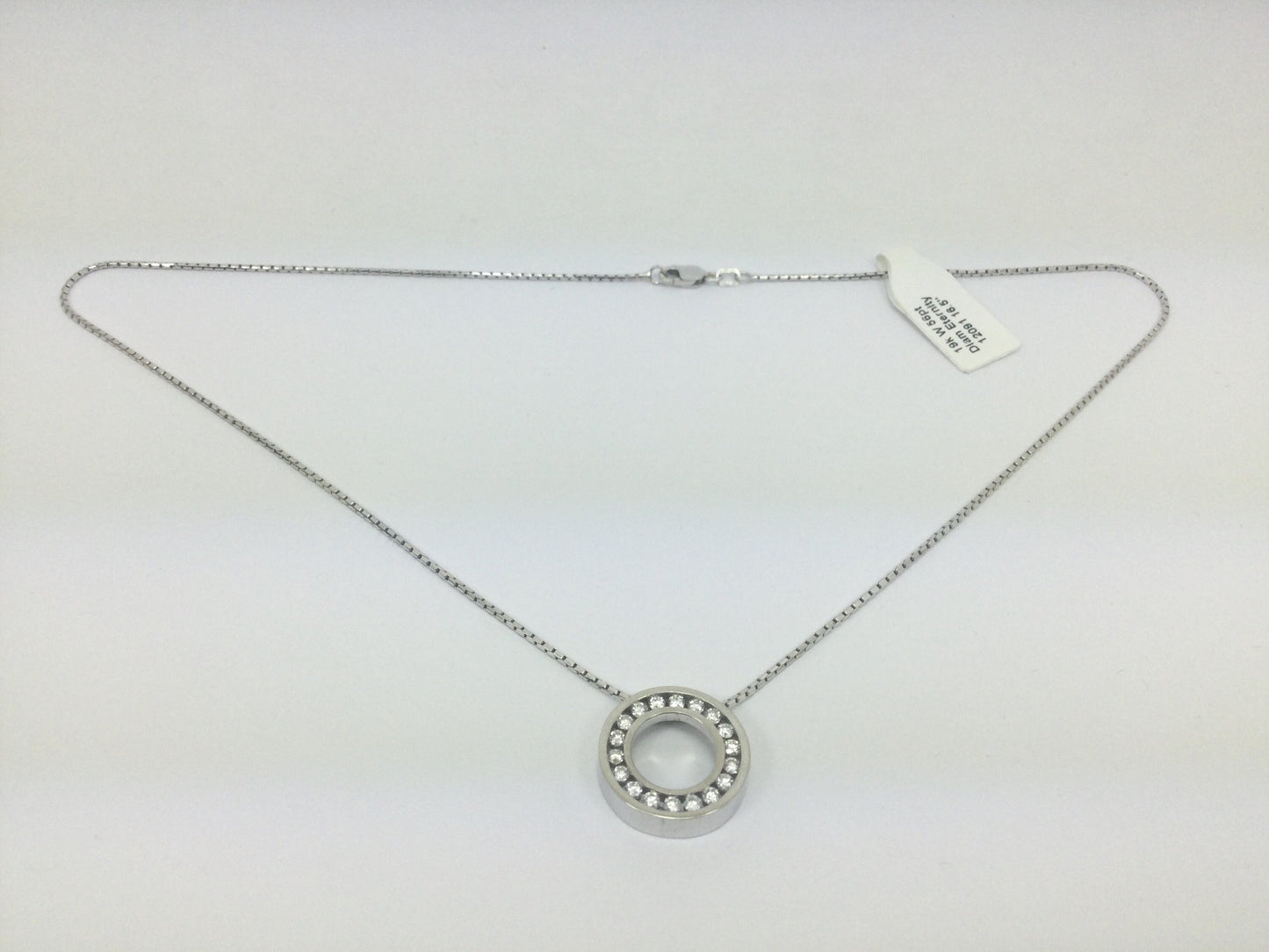 Vintage 19k White Gold Diamond Eternity Statement Pendant Necklace, 0.90ct