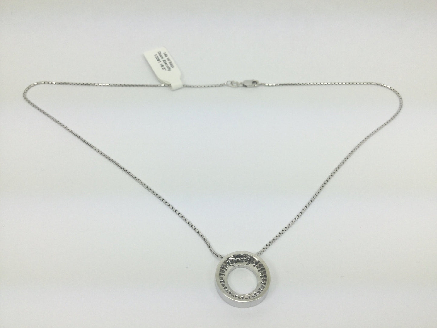 Vintage 19k White Gold Diamond Eternity Statement Pendant Necklace, 0.90ct