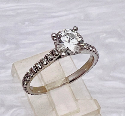 Custom Made 14k White Gold 1.07ct Diamond Engagement Ring, SI-1, Anniversary / Promise / Commitment Ring