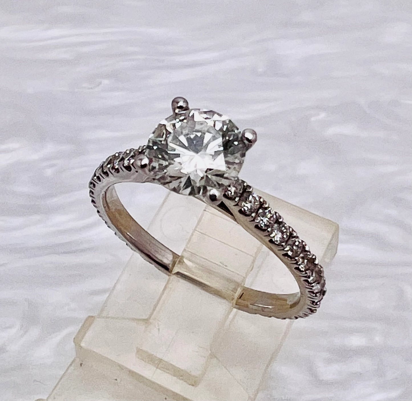 Custom Made 14k White Gold 1.07ct Diamond Engagement Ring, SI-1, Anniversary / Promise / Commitment Ring
