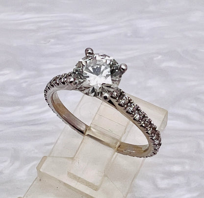 Custom Made 14k White Gold 1.07ct Diamond Engagement Ring, SI-1, Anniversary / Promise / Commitment Ring