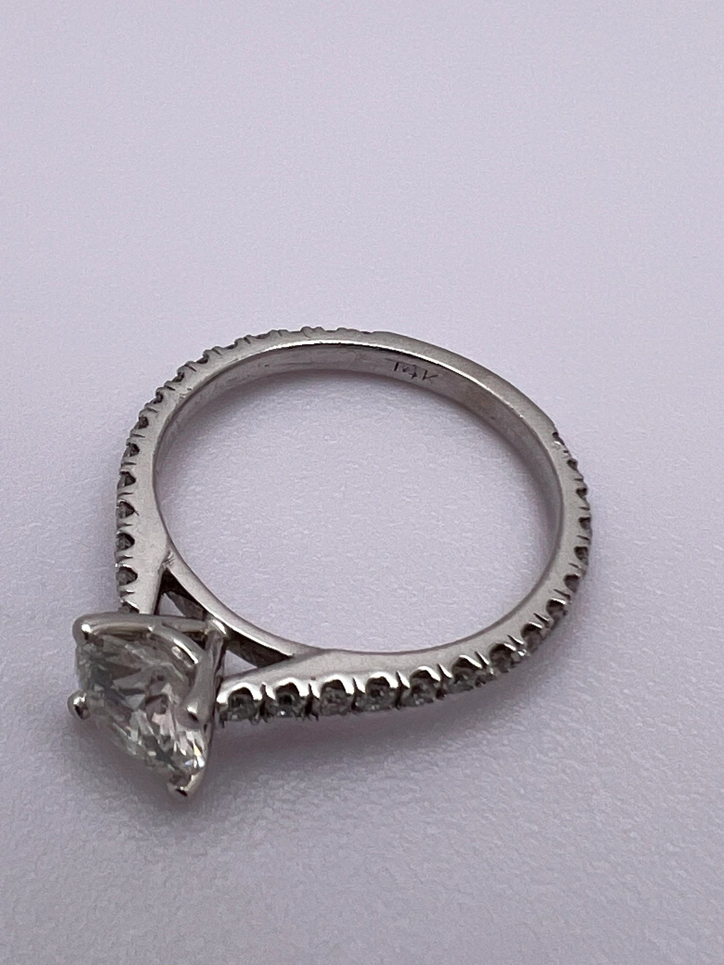 Custom Made 14k White Gold 1.07ct Diamond Engagement Ring, SI-1, Anniversary / Promise / Commitment Ring