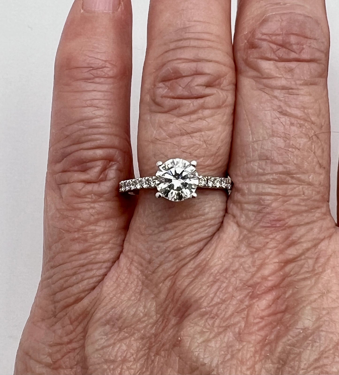 Custom Made 14k White Gold 1.07ct Diamond Engagement Ring, SI-1, Anniversary / Promise / Commitment Ring