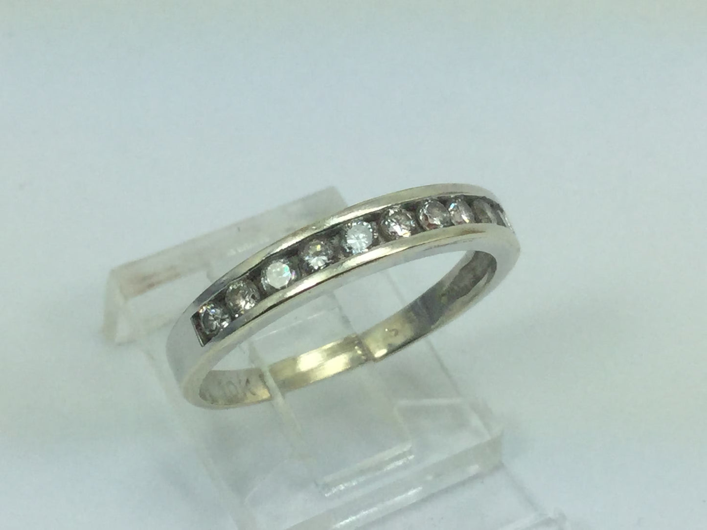 Solid 10k White Gold Cubic Zirconia Wedding / Anniversary Band / Ring