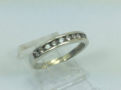 Solid 10k White Gold Cubic Zirconia Wedding / Anniversary Band / Ring