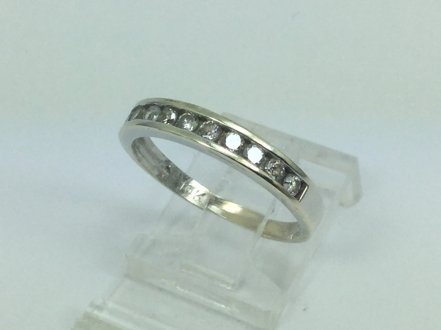 Solid 10k White Gold Cubic Zirconia Wedding / Anniversary Band / Ring