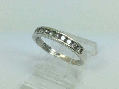 Solid 10k White Gold Cubic Zirconia Wedding / Anniversary Band / Ring