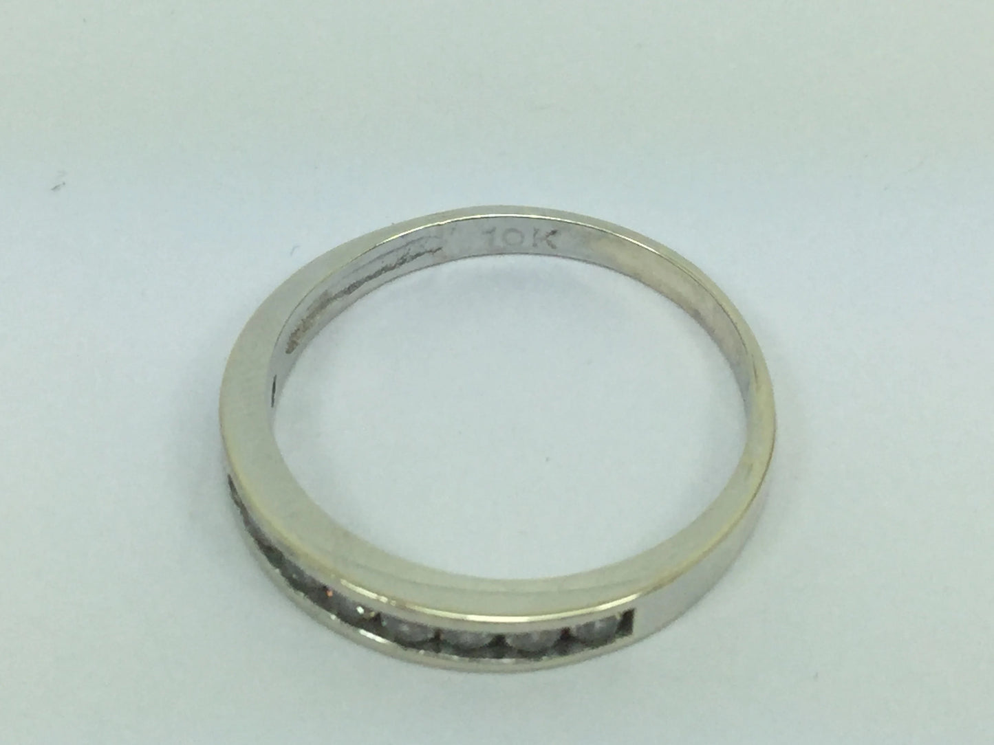 Solid 10k White Gold Cubic Zirconia Wedding / Anniversary Band / Ring