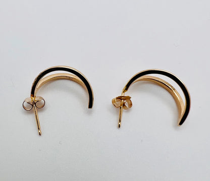 14k Solid Yellow Gold Crescent Moon Style Stud Earrings