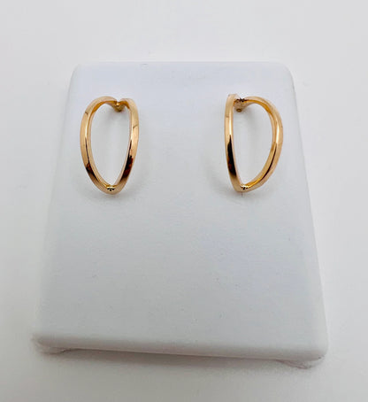 14k Solid Yellow Gold Crescent Moon Style Stud Earrings