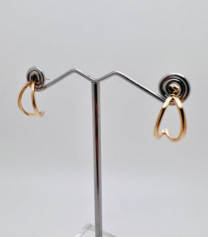 14k Solid Yellow Gold Crescent Moon Style Stud Earrings