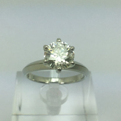 Vintage 19k White Gold 1.21ct Diamond Solitaire Engagement / Promise / Commitment Ring