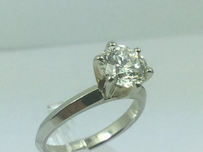 Vintage 19k White Gold 1.21ct Diamond Solitaire Engagement / Promise / Commitment Ring