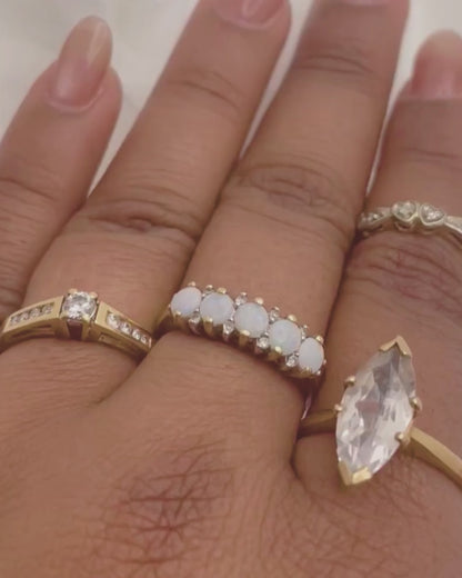 10k Gold Opal & Diamond Ring