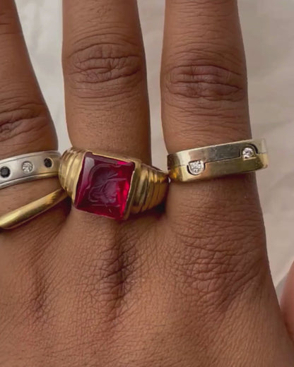 10K Yellow Gold Ruby Roman Centurion Ring