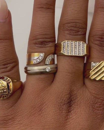 10k Gold CZ Illusion Grid Ring