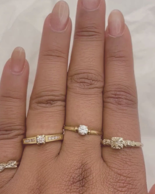 14k Yellow Gold 25pt Diamond w/ Channel set Diamond Accents Ring