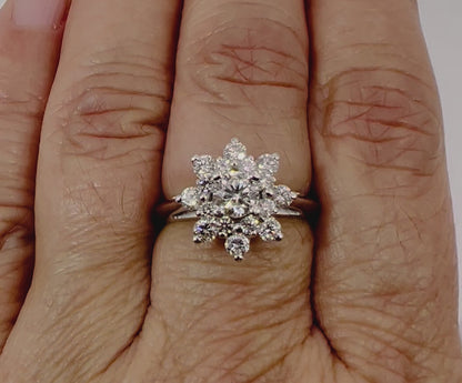 14k White Gold 1ct Diamond Cluster Ring