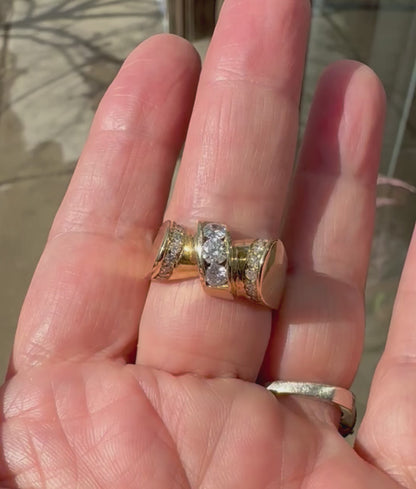 Vintage Gent’s 14k Retro Diamond Statement Ring – 0.87ct TDW, Size 9.75