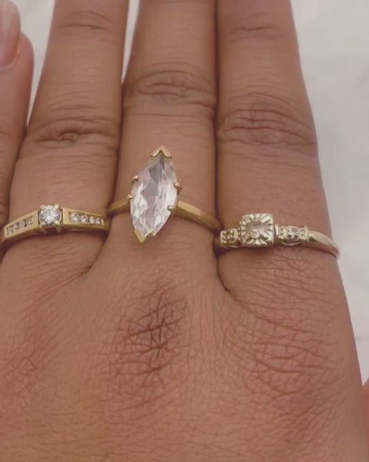 10k Yellow Gold Marquee Cut CZ Ring