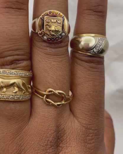 Vintage Birks 10K Yellow Gold "McGill" Garnet & Pearl Ring