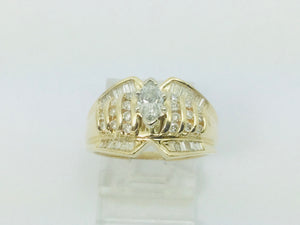 14k Yellow Gold 1.25ct Marquise Brilliant Cut Diamond Ring