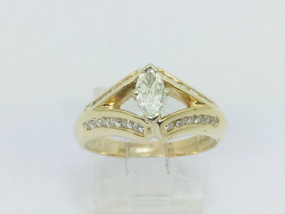 14k Yellow Gold Marquise Cut 86pt Diamond Ring