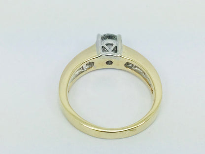 14k Yellow Gold Round and Baguette Cut 92pt Engagement Diamond Ring