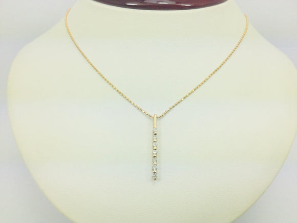 18k Yellow Gold Round Cut 0.15ct Diamond Row Set Necklace
