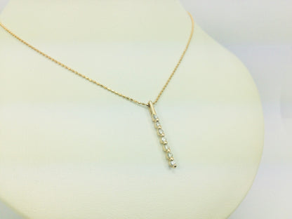 18k Yellow Gold Round Cut 0.15ct Diamond Row Set Necklace