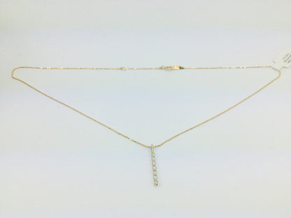 18k Yellow Gold Round Cut 0.15ct Diamond Row Set Necklace