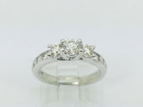 10k White Gold Round Cut 0.86ct Diamond Trinity and Channel Set Ring