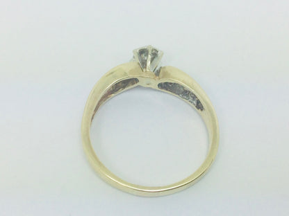 10k Yellow Gold Round Cut 0.16ct Diamond Illusion and Channel Set Ring