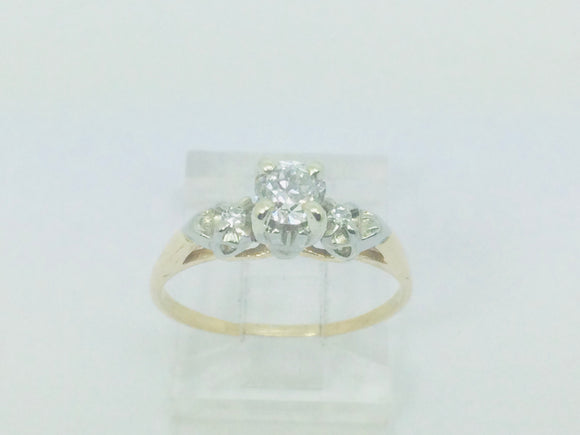 14k Yellow Gold Round Cut 33pt Diamond Vintage Ring