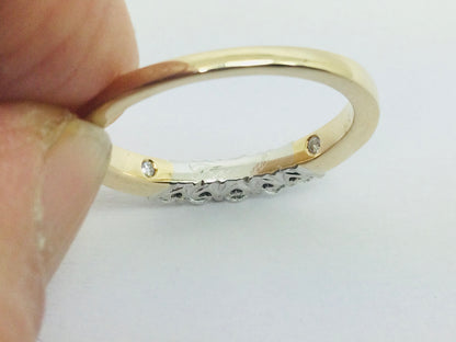 14k Yellow Gold Round Cut 50pt Diamond Row Set Past, Present, Future Ring