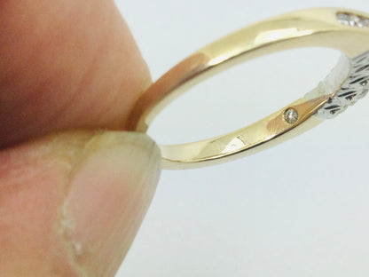 14k Yellow Gold Round Cut 50pt Diamond Row Set Past, Present, Future Ring