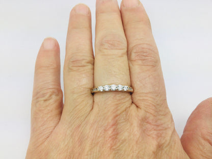 14k Yellow Gold Round Cut 50pt Diamond Row Set Past, Present, Future Ring