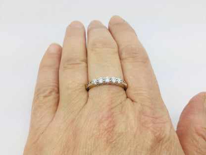 14k Yellow Gold Round Cut 50pt Diamond Row Set Past, Present, Future Ring