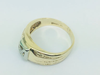 10k Yellow and White Gold Round Cut 5pt Diamond Solitaire Ring