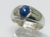 10k White Gold Oval Cut Star Sapphire September Birthstone Ring