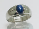 10k White Gold Oval Cut Star Sapphire September Birthstone Ring