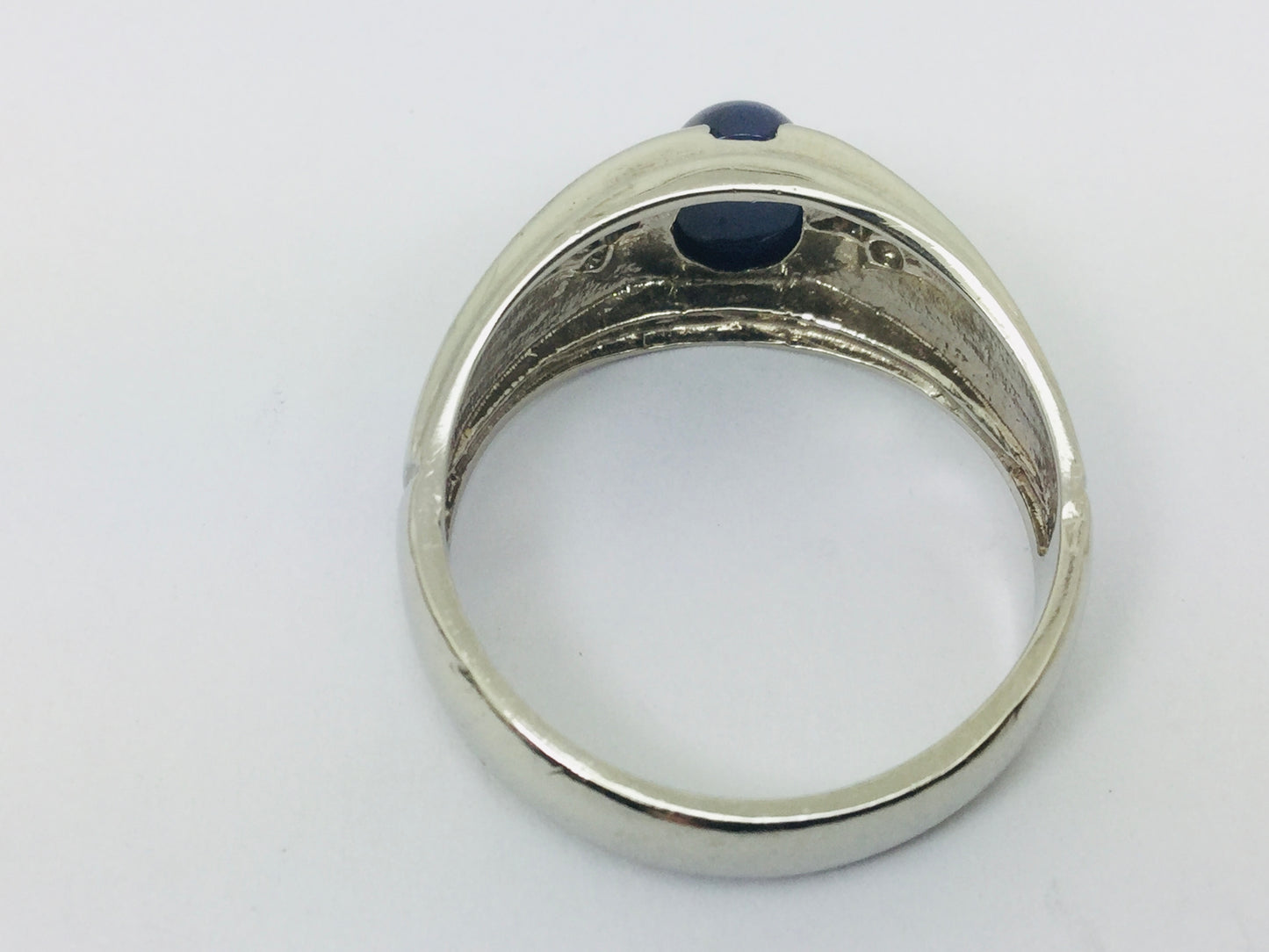 10k White Gold Oval Cut Star Sapphire September Birthstone Ring