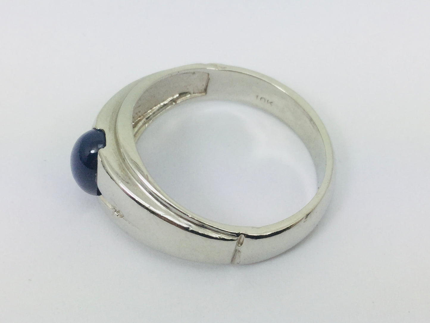 10k White Gold Oval Cut Star Sapphire September Birthstone Ring
