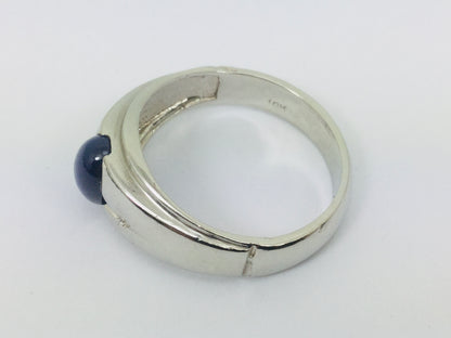 10k White Gold Oval Cut Star Sapphire September Birthstone Ring