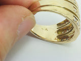 18k Yellow Gold Rectangular Cut 20pt Ruby, Sapphire, Emerald & 18pt Diamond Ring