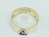 14k Yellow Gold 6.8mm Masonic 'Virtus Junxit Mors Non Seperabit' Band Ring