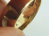 14k Yellow Gold 6.8mm Masonic 'Virtus Junxit Mors Non Seperabit' Band Ring