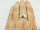 14k Yellow Gold 6.8mm Masonic 'Virtus Junxit Mors Non Seperabit' Band Ring