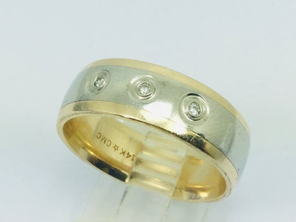 14k White and Yellow Gold Round Cut 4.5pt Diamond Trilogy Ring