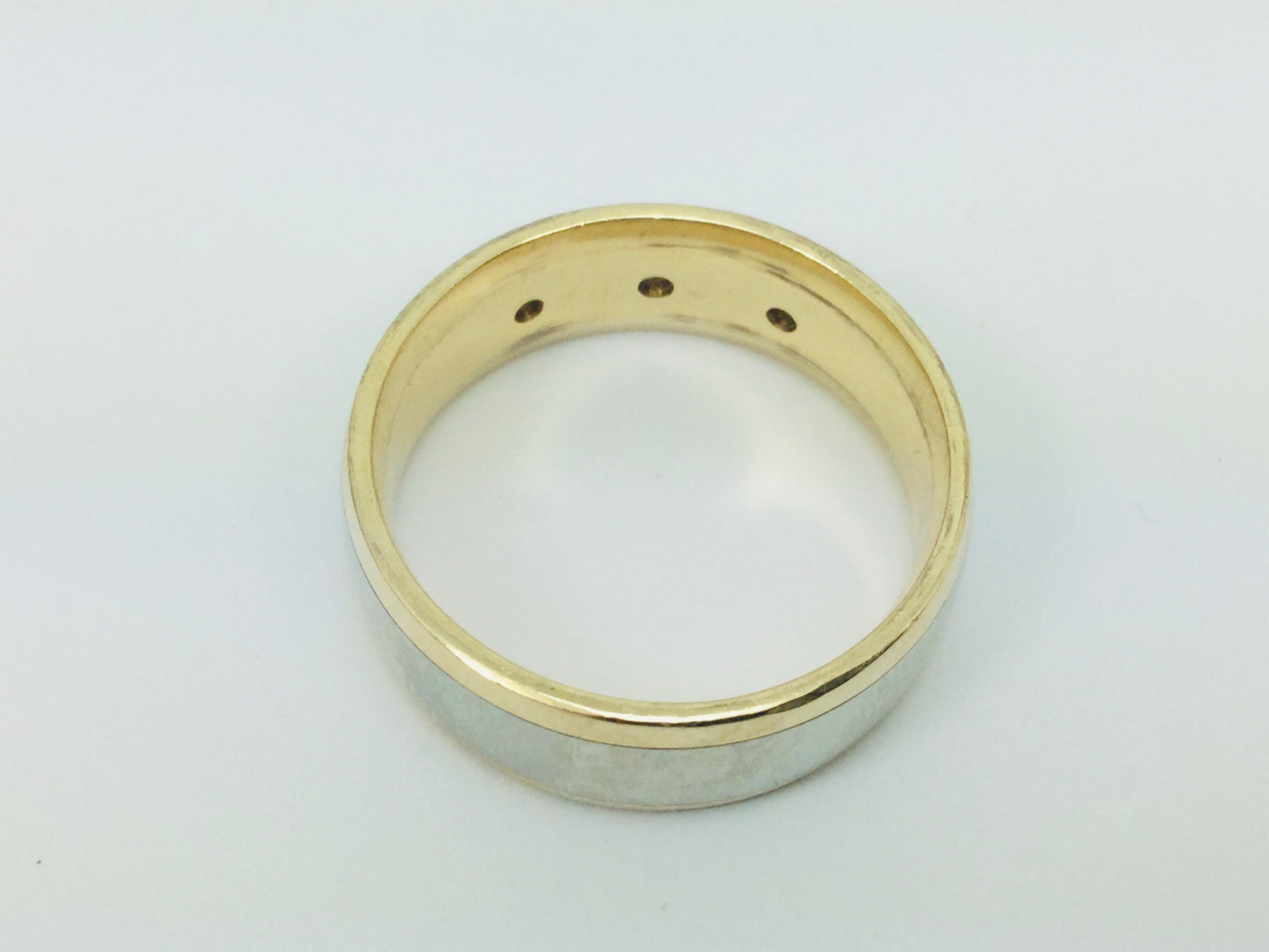 14k White and Yellow Gold Round Cut 4.5pt Diamond Trilogy Ring